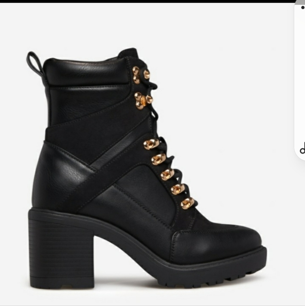 Edde lace up heeled boots, black,  size 9.5